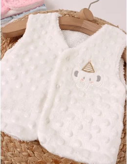 Vesta bebe minky elefant alb