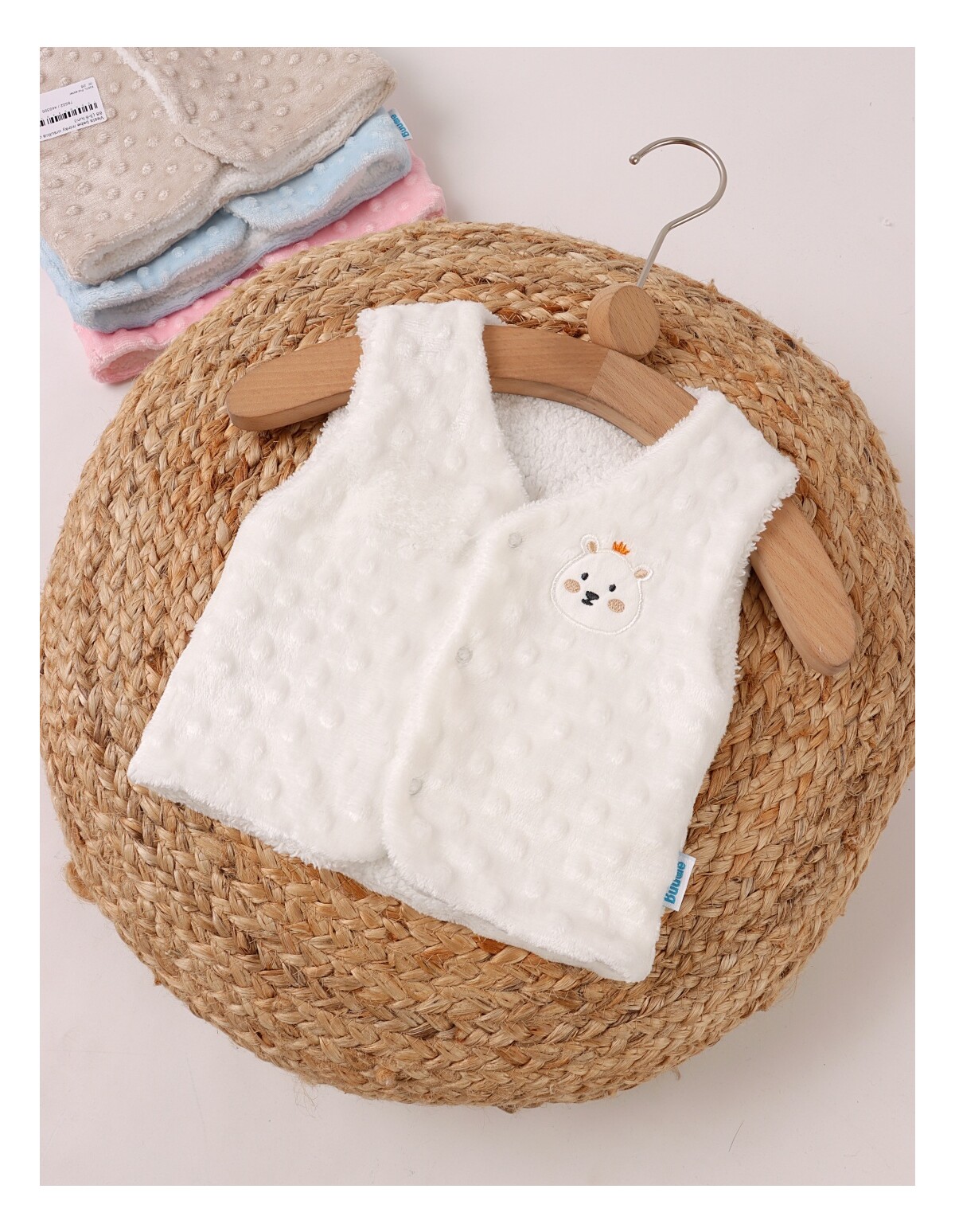 Vesta bebe minky ursulica alb