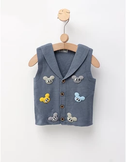 Vesta tricotata maimutoaie, albastru