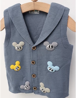 Vesta tricotata maimutoaie, albastru