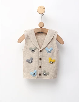 Vesta tricotata maimutoaie, crem