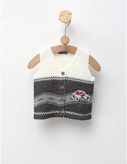 Vesta tricotata masinuta, alb-gri