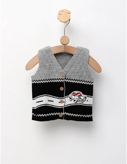 Vesta tricotata masinuta, gri-negru