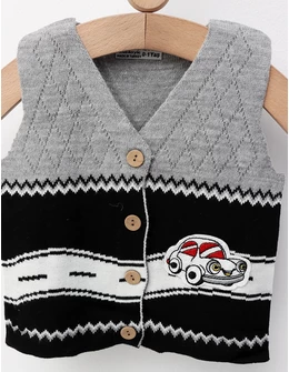 Vesta tricotata masinuta, gri-negru