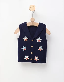 Vesta tricotata stelute, bleumarin