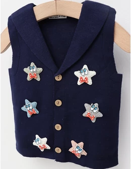 Vesta tricotata stelute, bleumarin