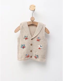 Vesta tricotata stelute, crem