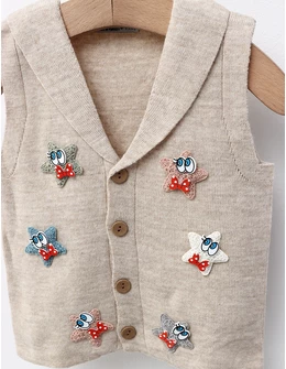 Vesta tricotata stelute, crem