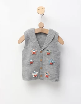 Vesta tricotata stelute, gri deschis