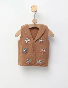 Vesta tricotata stelute, maro