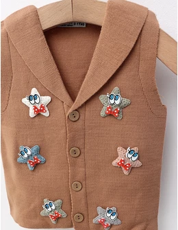 Vesta tricotata stelute, maro