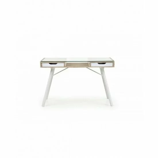 Birou B33, stejar Sonoma și alb 120/60/75 cm cu blat din sticlă mată picture - 5