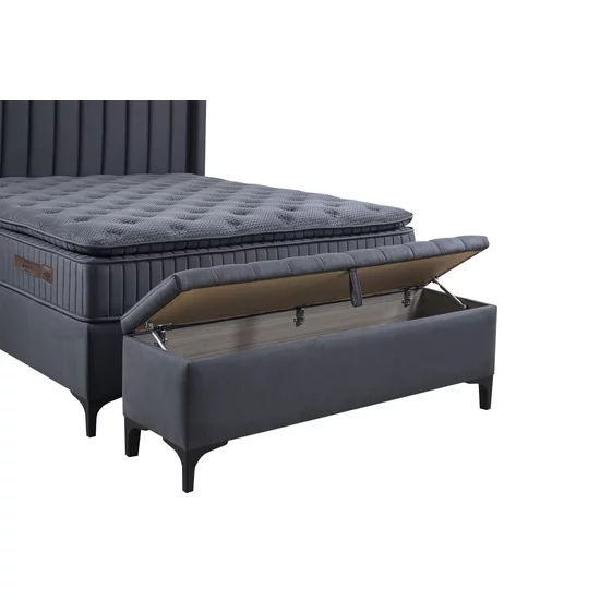 Bancă Blaise Liam cu ladă de depozitare, catifea premium, 140x35x45 cm, gri picture - 2