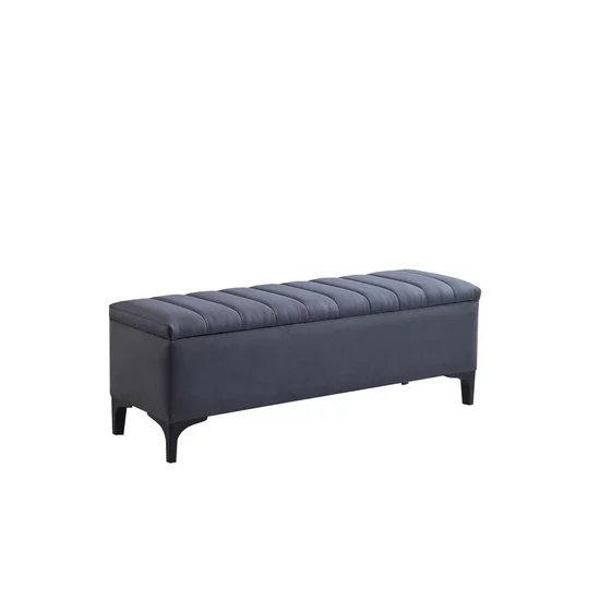Bancă Blaise Liam cu ladă de depozitare, catifea premium, 140x35x45 cm, gri picture - 3