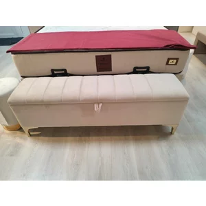 Bancă cu ladă de depozitare Bari, catifea premium, 140x35x45 cm, BEJ