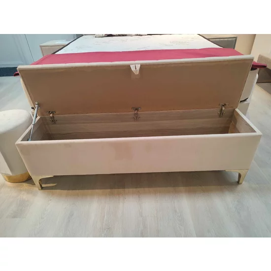 Bancă cu ladă de depozitare Nova, bej - 140x35x45 catifea premium picture - 2