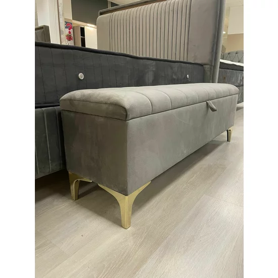 Bancă cu ladă de depozitare Nova, bej - 140x35x45 catifea premium picture - 5