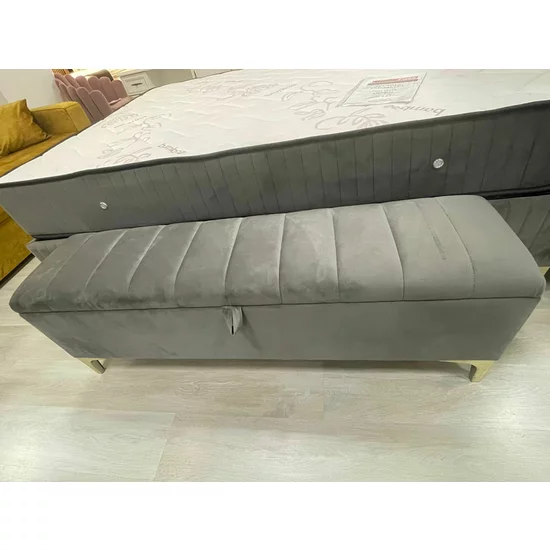 Bancă cu ladă de depozitare Nova, bej - 140x35x45 catifea premium picture - 6