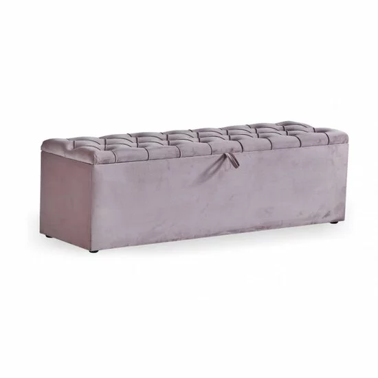 Bancă cu ladă de depozitare Visco, tapițată catifea, design elegant, 141x49x43 cm, roz picture - 4