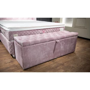 Bancă cu ladă de depozitare Visco, tapițată catifea, design elegant, 141x49x43 cm, roz