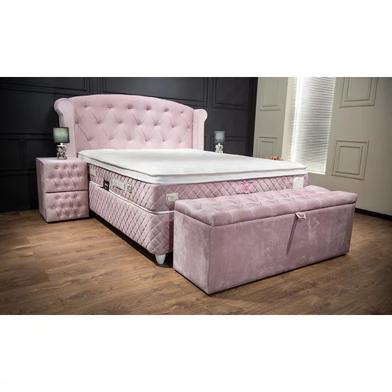 Bancă cu ladă de depozitare Visco, tapițată catifea, design elegant, 141x49x43 cm, roz picture - 2