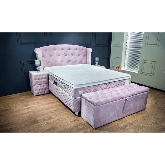 Bancă cu ladă de depozitare Visco, tapițată catifea, design elegant, 141x49x43 cm, roz picture - 3