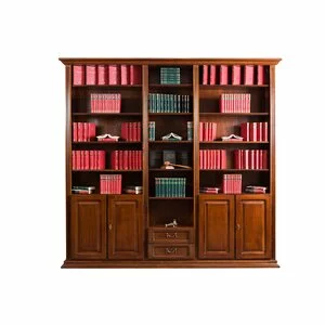 Bibliotecă Mara, compartimentare practică, lemn masiv Fag și Tei, panouri furniruite, 242x42x238 cm, finisaj natural