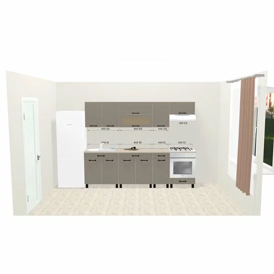 Bucătărie Iris Gri, set modular, PAL melaminat, 280 cm, Gri picture - 4