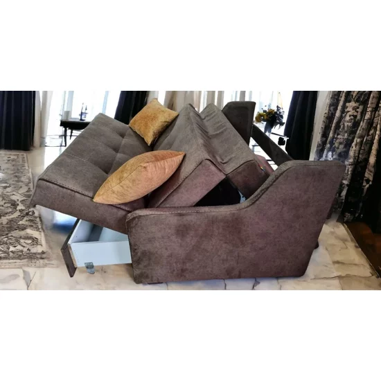 Canapea extensibilă Ana 2 locuri, gri - 150x110 cm, saltea relaxa, stofă premium picture - 4