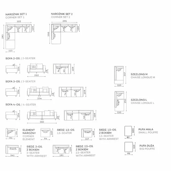 Canapea Bellissa, Fixă Cu Perne Din Silicon, Design Glamour, 224x109x104 cm, Culoare La Alegere picture - 6