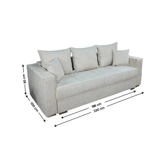 Canapea Extensibilă Claudia Memory Max, sistem Doppelliege, ladă depozitare integrată, perne detașabile, 230x100x85 cm, Culoare personalizabilă picture - 3