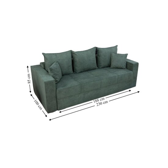 Canapea Extensibilă Claudia Memory Max, sistem Doppelliege, ladă depozitare integrată, perne detașabile, 230x100x85 cm, Culoare personalizabilă picture - 10