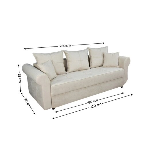 Canapea Extensibilă Elsa Bonell Mini, ladă depozitare integrată, sistem Doppelliege, tapițerie premium, 230x145x75 cm, Culoare personalizabilă picture - 2