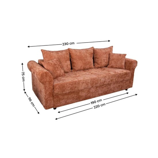 Canapea Extensibilă Elsa Bonell Mini, ladă depozitare integrată, sistem Doppelliege, tapițerie premium, 230x145x75 cm, Culoare personalizabilă picture - 11