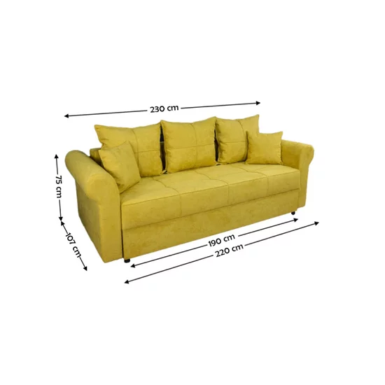 Canapea Extensibilă Elsa Memory Max, funcție rabatabilă, ladă depozitare, spumă memory premium, 230x107x75 cm, Culoare personalizabilă picture - 2