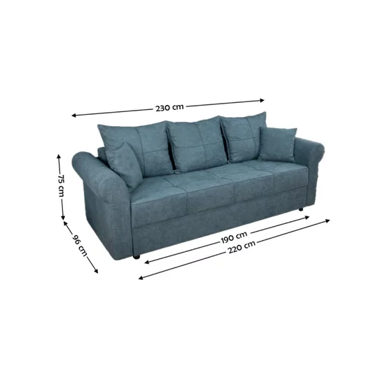 Canapea Extensibilă Elsa Memory Mini, funcție rabatabilă, ladă depozitare, spumă memory premium, 230x96x75 cm, Culoare personalizabilă picture - 2