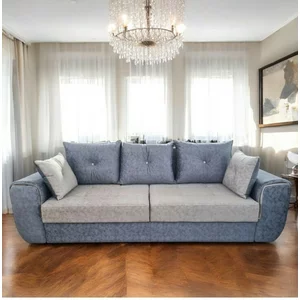 Canapea extensibilă Milano, cu ladă de depozitare, tapițerie stofă, saltea poliuretanică, structură fag, 258x100 cm