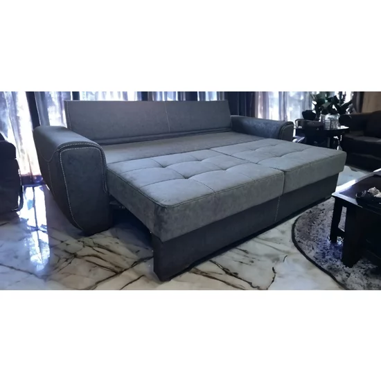 Canapea extensibilă Milano, cu ladă de depozitare, tapițerie stofă, saltea poliuretanică, structură fag, 258x100 cm picture - 5