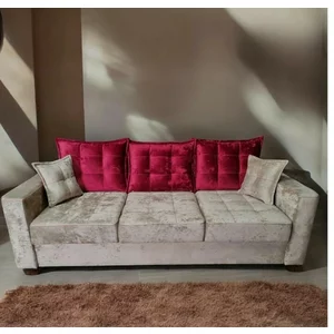 Canapea Oslo extensibilă, cu saltea din spumă poliuretanică și perne decorative, 240x100 cm