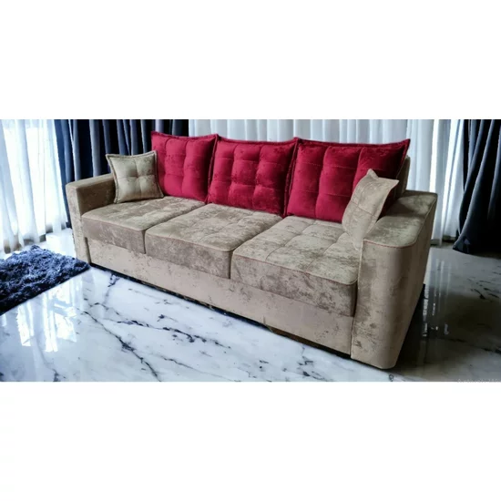 Canapea Oslo extensibilă, cu saltea din spumă poliuretanică și perne decorative, 240x100 cm picture - 2