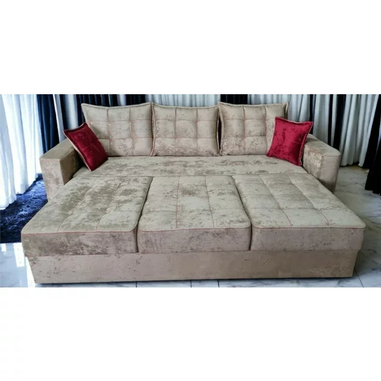 Canapea Oslo extensibilă, cu saltea din spumă poliuretanică și perne decorative, 240x100 cm picture - 4