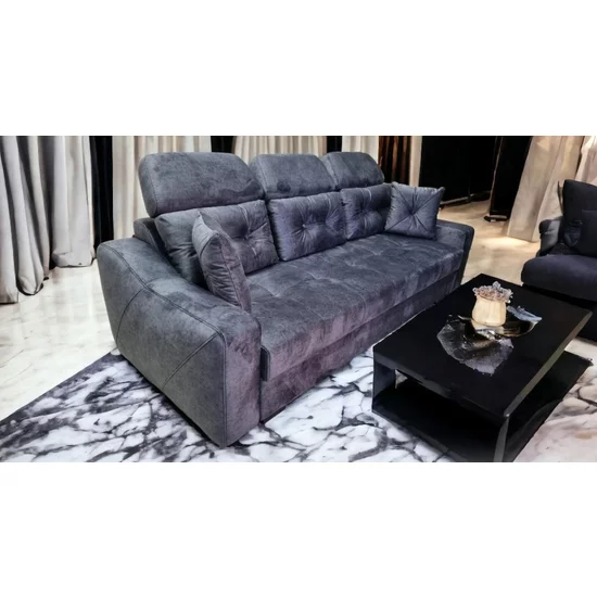 Canapea extensibilă Viena, cu ladă de depozitare, tapițerie stofă, saltea micro pocket, structură fag, 246x100 cm picture - 2