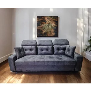 Canapea extensibilă Viena, cu ladă de depozitare, tapițerie stofă, saltea micro pocket, structură fag, 246x100 cm