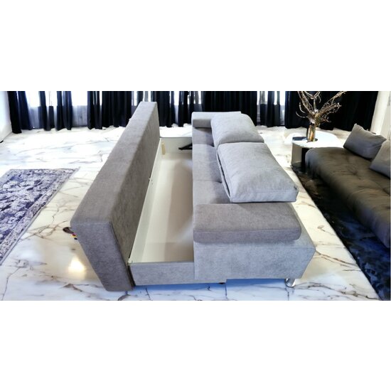 Canapea extensibilă Kim, ladă depozitare, stofă de calitate, 200x95 cm, Gri picture - 6