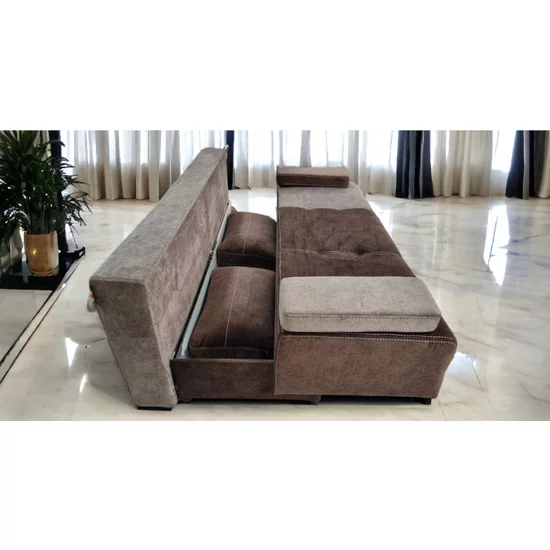 Canapea extensibilă Kim, gri - 200x95 cm, ladă depozitare, stofă de calitate picture - 3