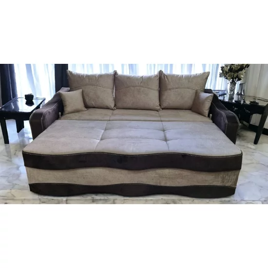 Canapea extensibilă Mona, structură lemn masiv, stofă premium, 220x100 cm, Gri picture - 3