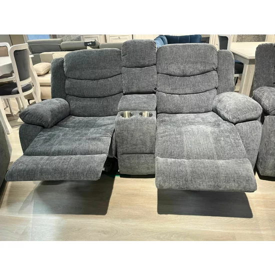 Canapea recliner Relax 2 locuri gri, catifea, suport picioare, pahare și spațiu depozitare, design ergonomic picture - 8