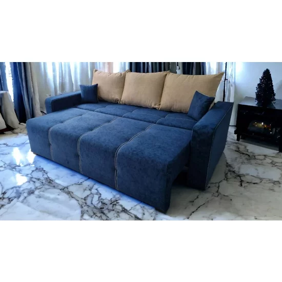 Canapea extensibilă Sara, gri - 225x100 cm, structură lemn masiv, stofă premium picture - 2