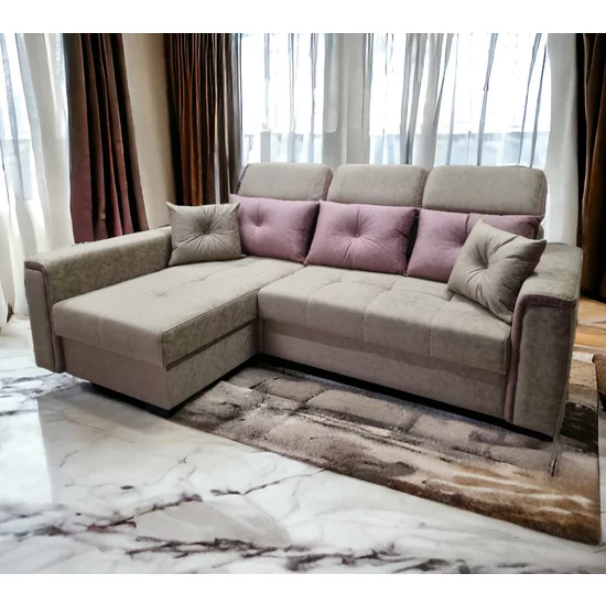 Colțar Paris Tip 1 extensibil,  culoare personalizabila - 240x165 cm, cu ladă de depozitare, saltea memory foam și micro pocket, structură din fag picture - 9