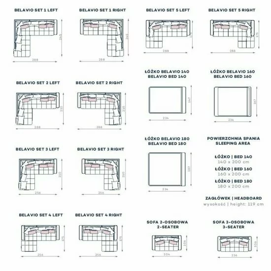 Colțar fix Belavio Set 2, cu șezut matlasat și picioare metalice, 288x210x92 cm, culoare la alegere picture - 9